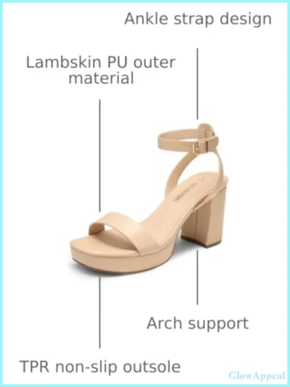 Women's Chunky Block Heeled Platform Sandals Faux Leather Ankle Strap